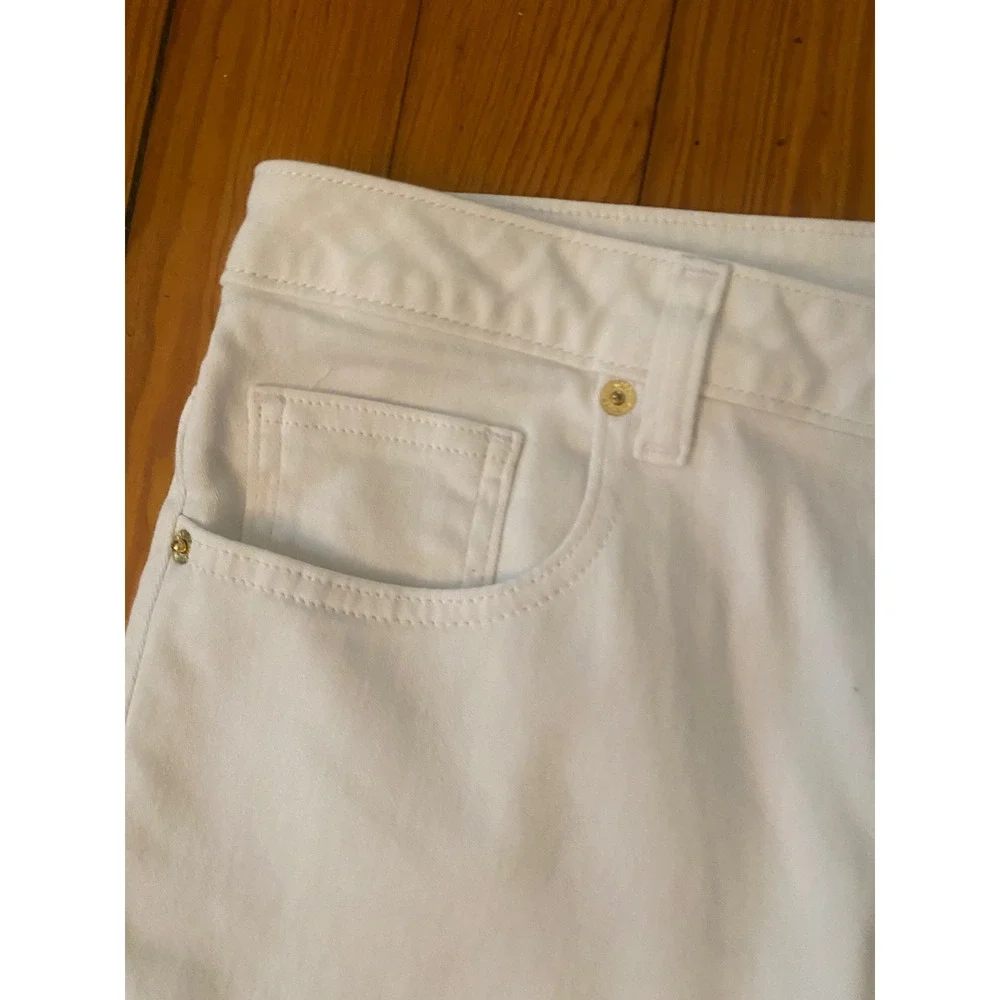 Michael Kors sz 14 White Scalloped Grommet Hem Cropped‎ Straight Leg Jeans